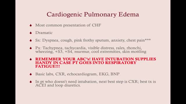 Cardiogenic Pulmonary Edema