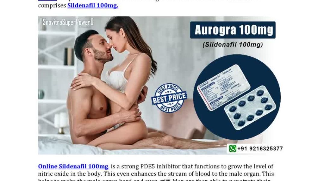 ⁣Cheap  Price Aurogra 100mg (Sildenafil 100mg) Tablets